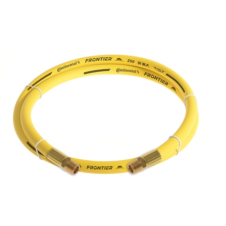 Continental 3/8" x 5' Yellow EPDM Rubber Air Hose, 300 PSI, 1/4" MNPT x MNPT HZY03830-05-13